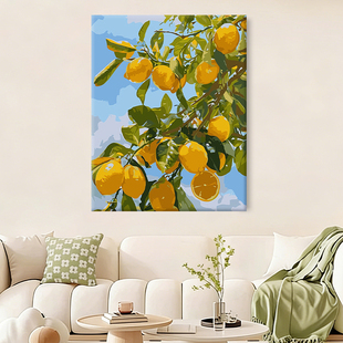 数字油画diy填充色彩手绘手工填色餐厅玄关卧室装饰油画绿植柠檬