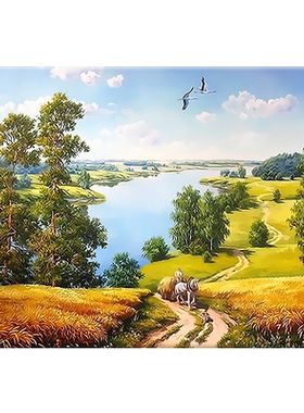数字油画diy卧室欧式风景高级感手绘手工填充填色减压油彩画丰收