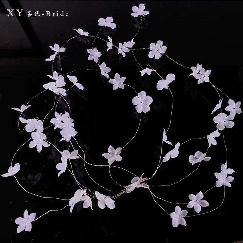 喜优新款手作白色花朵流苏发饰新娘发饰敬酒服结婚礼服拍照外景