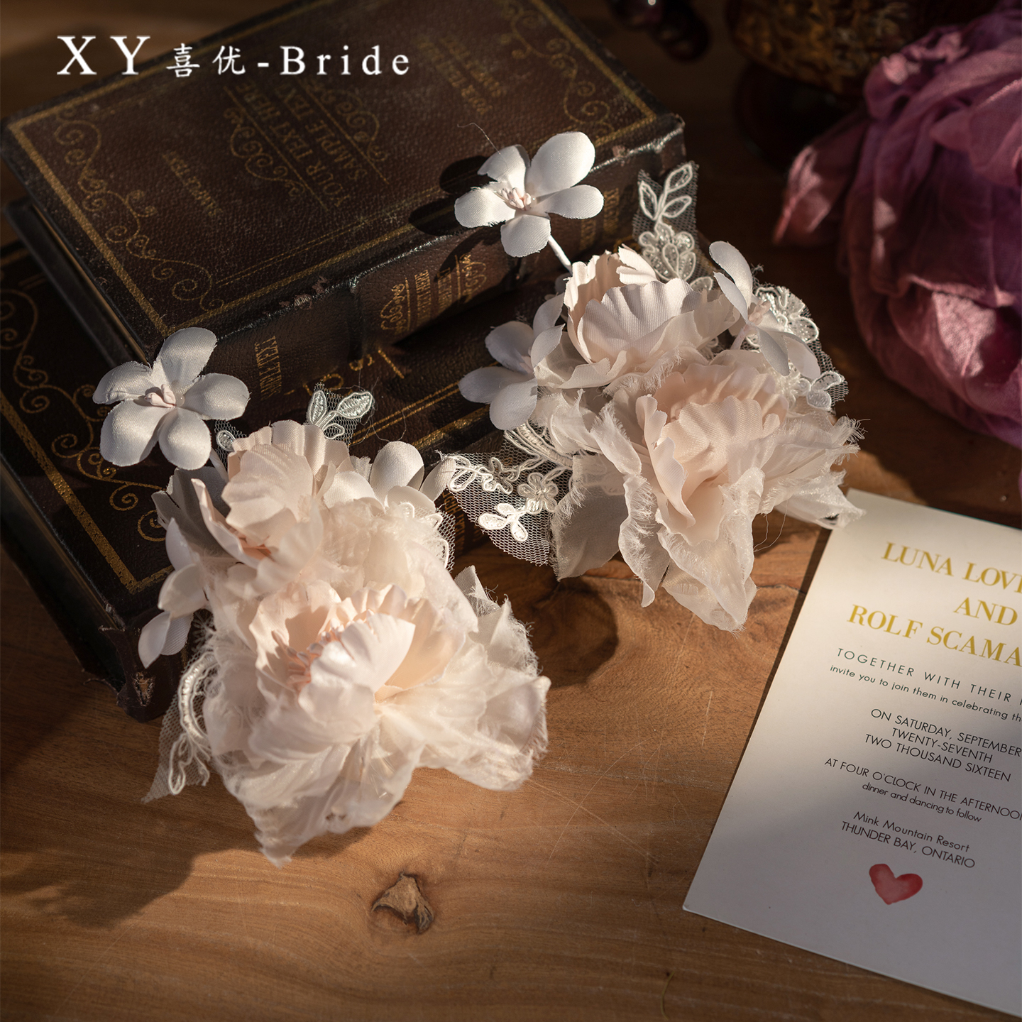 新款超仙花朵蕾丝发夹新娘秀禾头饰发饰礼服新娘结婚配饰摄影配饰