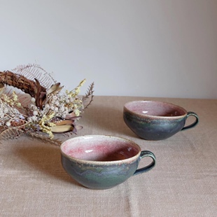 日本 陶芸作家 龟井纪子 咖啡拉花杯拿铁 汤碗早餐杯甜品碗牛奶杯