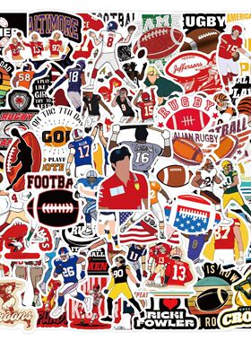 110张卡通橄榄球footbal创意贴画笔记本电脑手机旅行箱滑板车贴纸