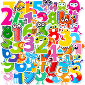 50张阿拉伯数字1 9儿童早教启蒙卡通贴画玩具文具盒笔记本diy贴纸