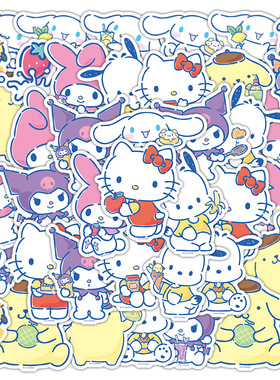 50张三丽鸥玉桂狗布丁狗kt卡通笔记本电脑水杯车门后窗电动车贴纸