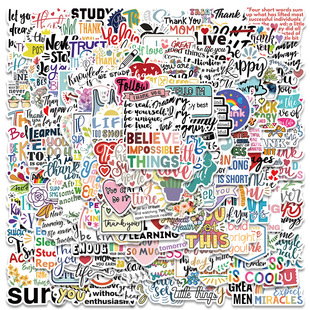 200张励志英文标语个性涂鸦贴画笔记本水杯手机电动车头盔diy贴纸