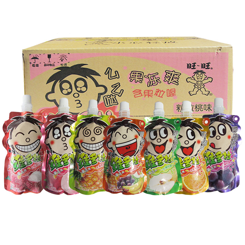旺旺维多粒果冻爽150g吸吸冻果肉果粒布丁多种口味零食整箱混合装