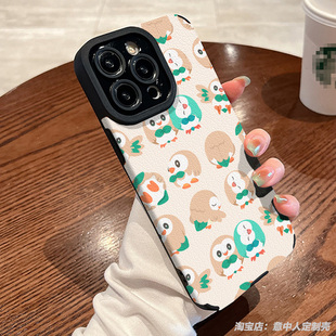 宠物小精灵木木枭手机壳16适用苹果13promax小米15红米k80华为mate70荣耀100vivoppo小羊皮三星s25一加宝可梦