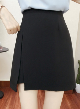 20246新款高腰显瘦工作职业裤裙包臀西装大码不规则开叉a字半身裙