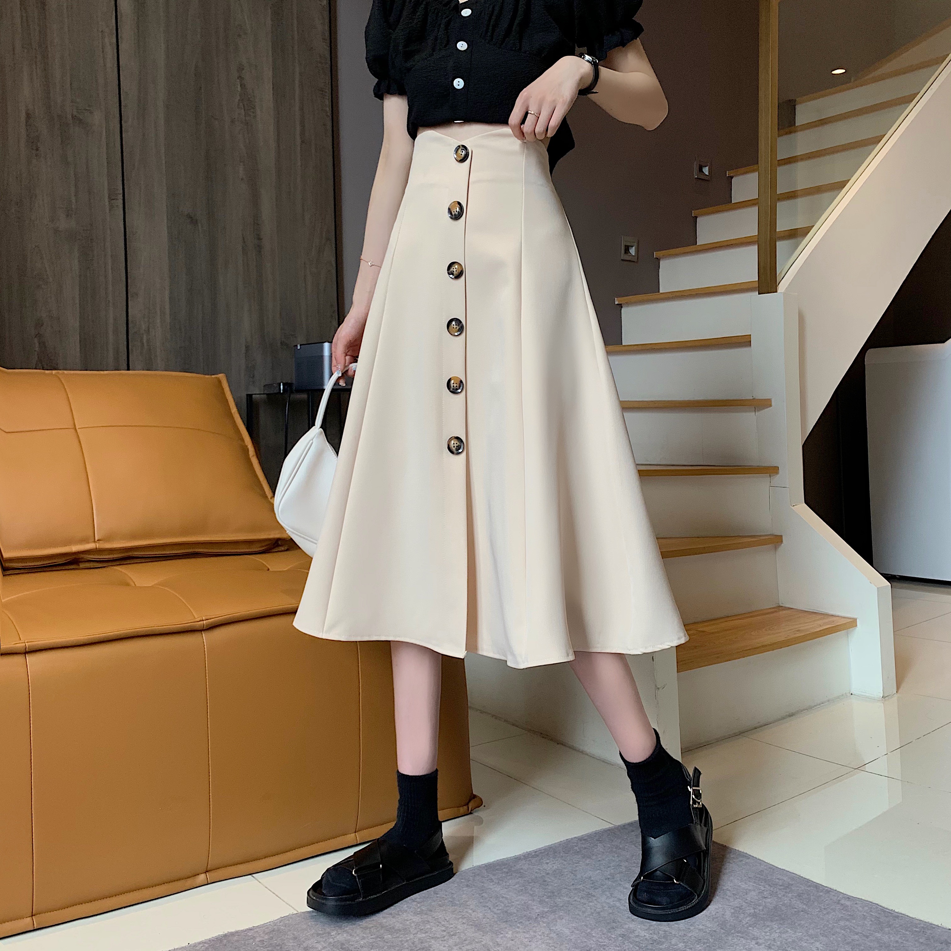 大码半身裙a字不规则中长裙伞裙