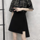 胖MM高腰显瘦短裙 黑色开叉半身裙2026春秋新款 不规则A字裙裤 大码