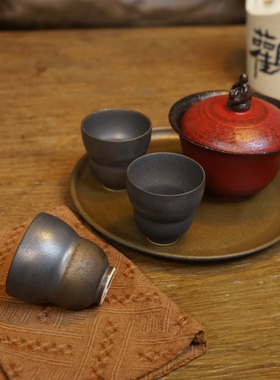禾物昔器  全手工金属釉葫芦杯高温窑变品茗杯 福禄杯主人杯套装