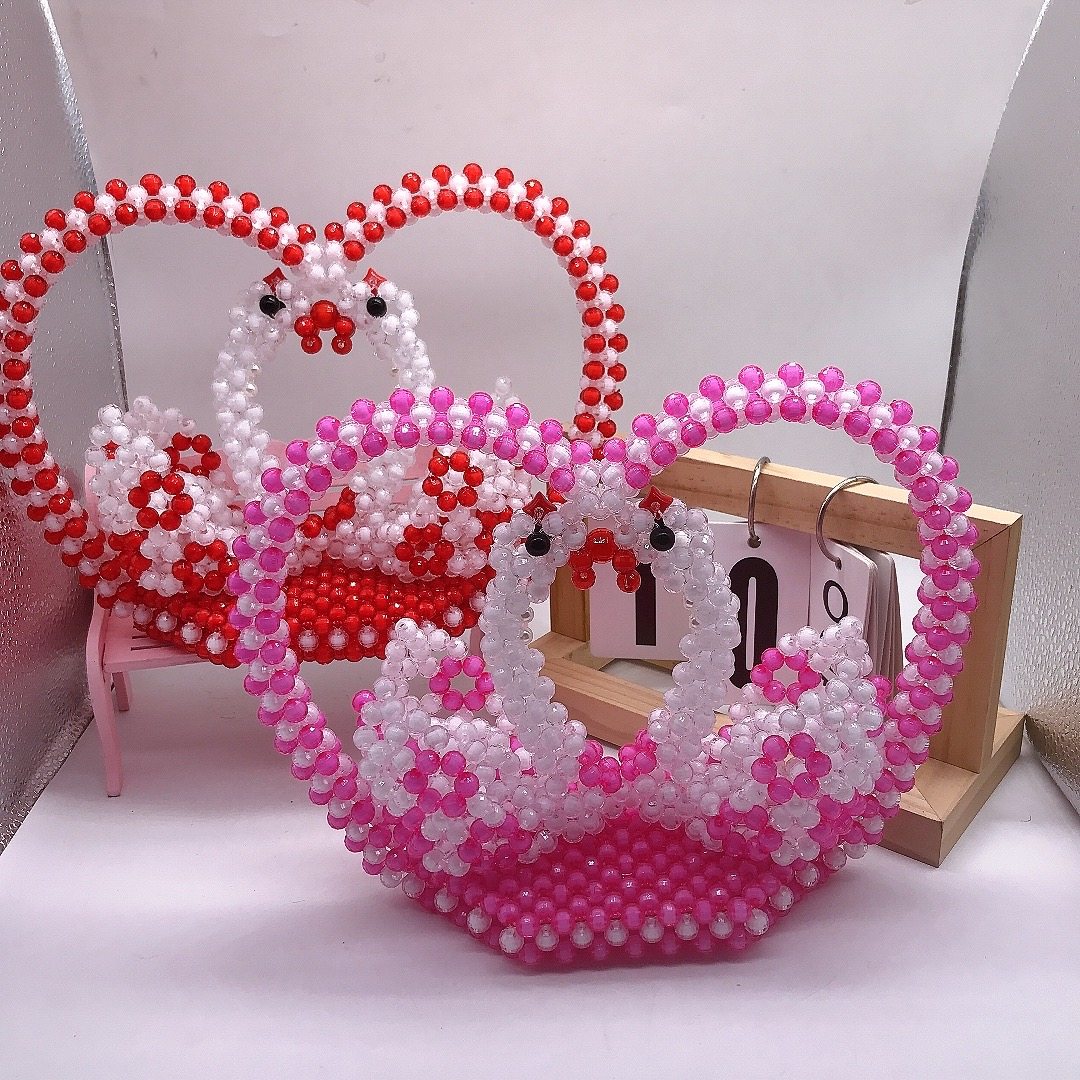 diy成品手工串珠同心天鹅桌面摆件天鹅之恋结婚礼物装饰工艺品