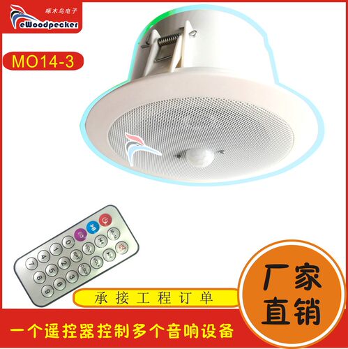 啄木鸟仓库无人值守安防提示感应吸顶音箱自动提示播放器MO14-3