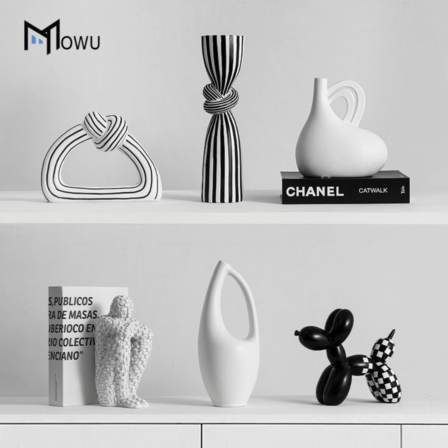 现代简约黑白花瓶摆件