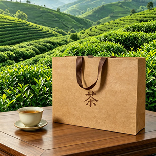 茶叶手提袋定制高档通用专礼盒散茶包装袋子龙井茶牛皮纸袋礼品袋