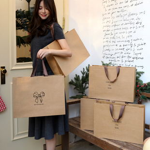 服装店牛皮纸手提袋加厚高级女装衣服用礼品购物打包袋子礼袋定制