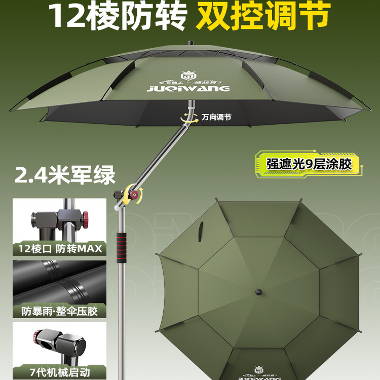 新款拐杖雨伞加厚防晒钓鱼伞