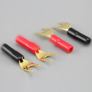 usa 高品质 镀金音响Y插 纯铜喇叭接线香蕉头 Y插头 音箱插头