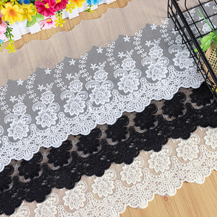 27863 Peony lace auxiliary materials Black and white pure cotton mesh embroidery DIY handmade wedding cloth art sewing accessories materials