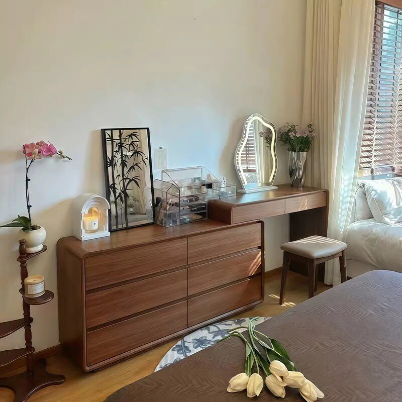 雅杏新中式梳妆台斗柜一体宋氏美学卧室实木化妆桌床尾收纳置物柜