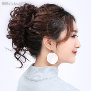 假发头丸子女发圈造型逼真丸子头蓬松发包花苞头盘发卷发包