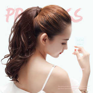 假发马尾中长梨花卷玉米烫马尾隐形大波浪绑带式马尾辫子自然甜美