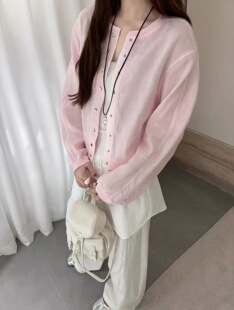 高品质天丝亚麻排扣衬衫-2617