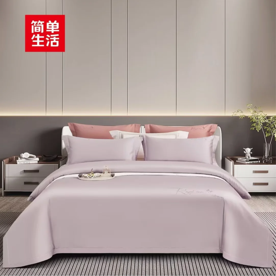 简单生活床上用品 精品长绒棉绣花床笠床单四件套 3756/3757/4753