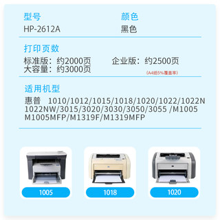 适用于HP12A硒鼓惠普1010打印机1020 1018 M1005MFP 1022 Q2612A