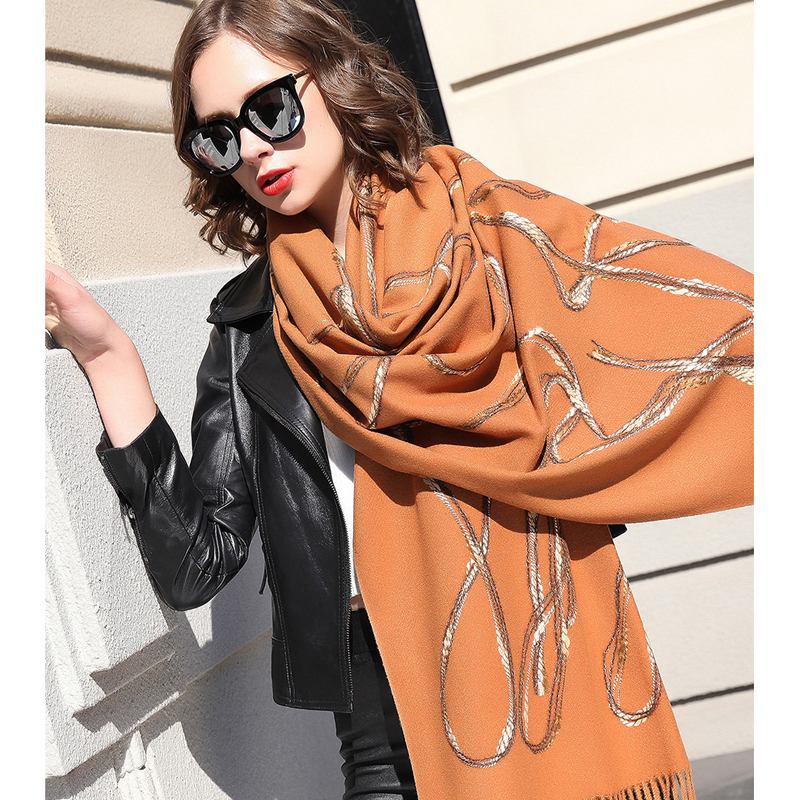 上海故事仿 羊绒围巾女士春秋新款羊毛围巾披肩加长加厚保暖防晒