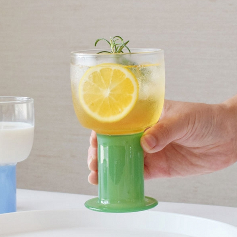 胖乎可爱彩色高脚玻璃杯鸡尾酒杯