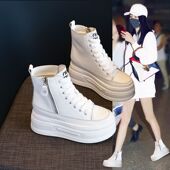 休闲运动板鞋 30313233小码 厚底内增高小白鞋 秋季 真皮高帮2024新款