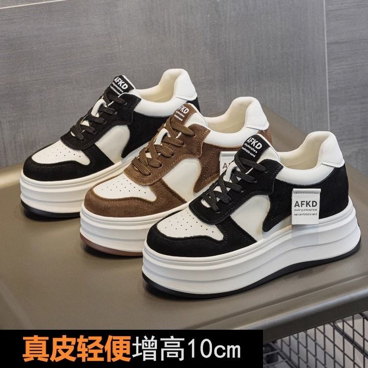 30313233小码10cm内增高女鞋2025春款小个子黑白小白鞋板鞋百搭潮