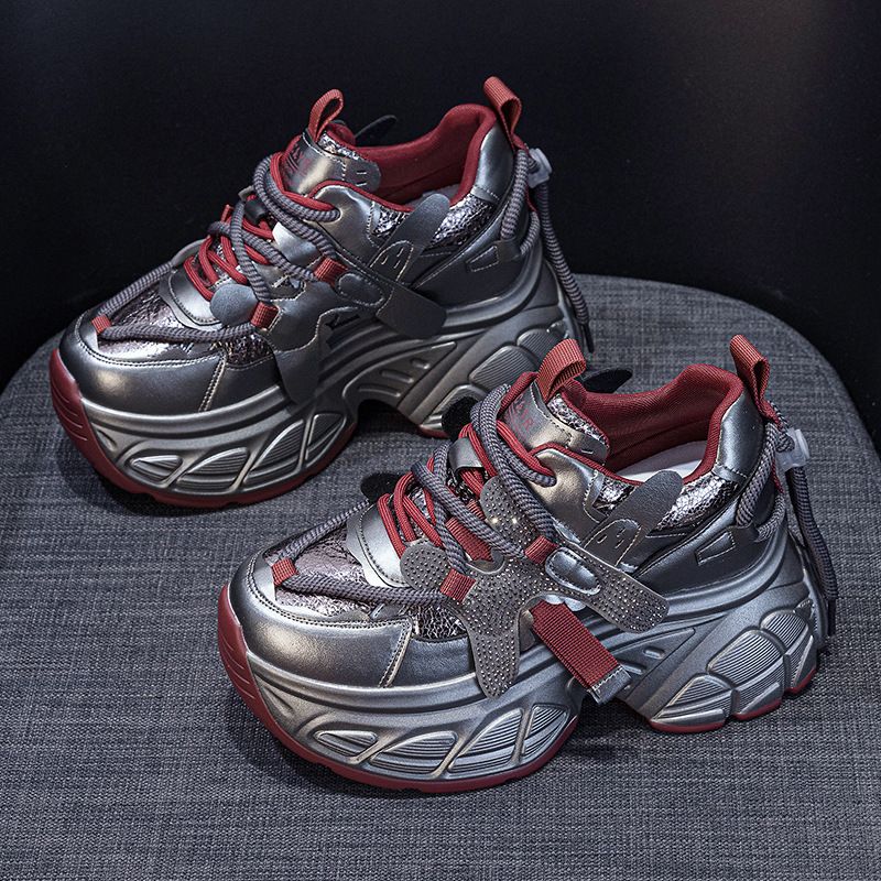 30313233小码老爹鞋女超火2025年新款春季休闲厚底鞋子小个子增高