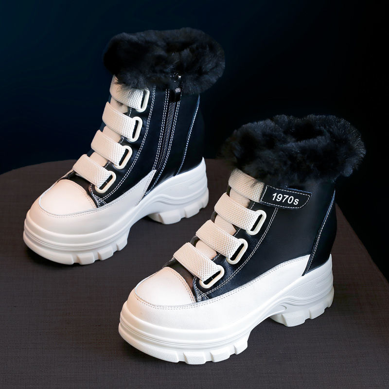30313233小码雪地靴女2022冬季加绒加厚内增高靴子百搭马丁靴棉鞋