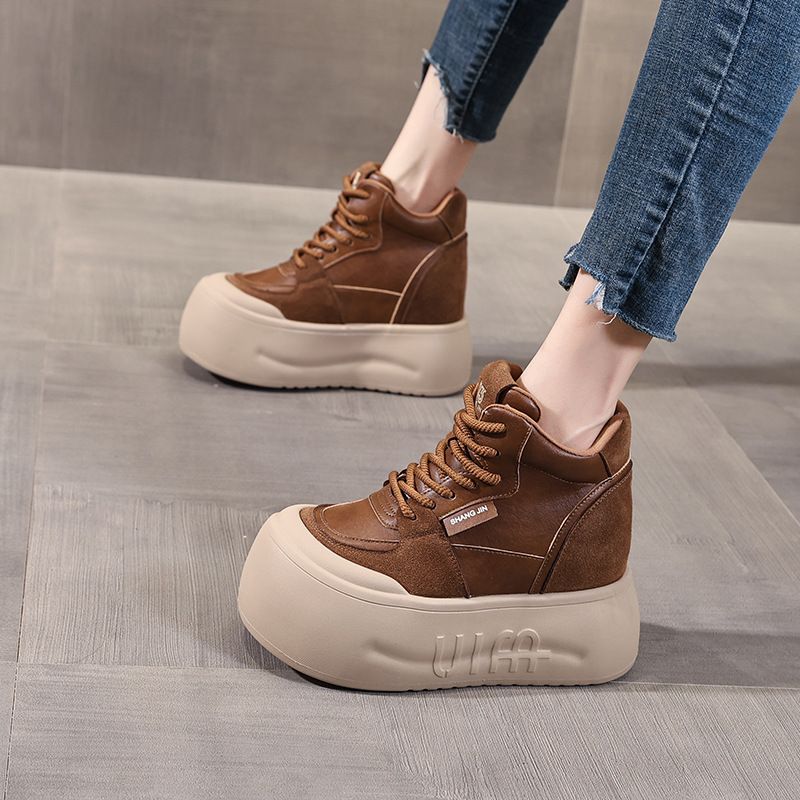 313233小码爆款真皮高帮鞋女秋冬新款小个子运动鞋时尚厚底增高鞋