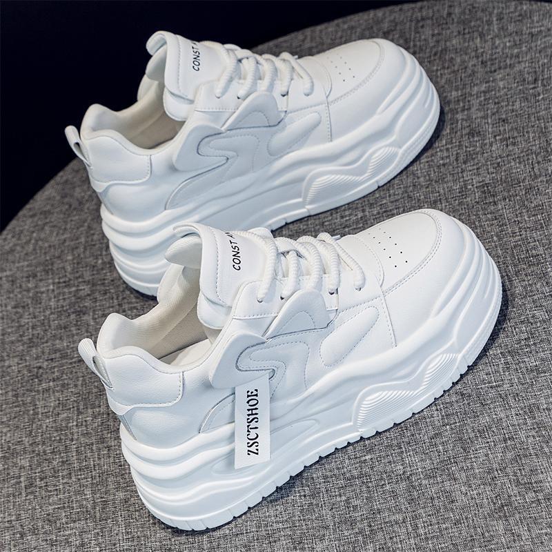 3233小码内增高小白鞋女2024春季百搭板鞋真皮运动休闲厚底高帮鞋