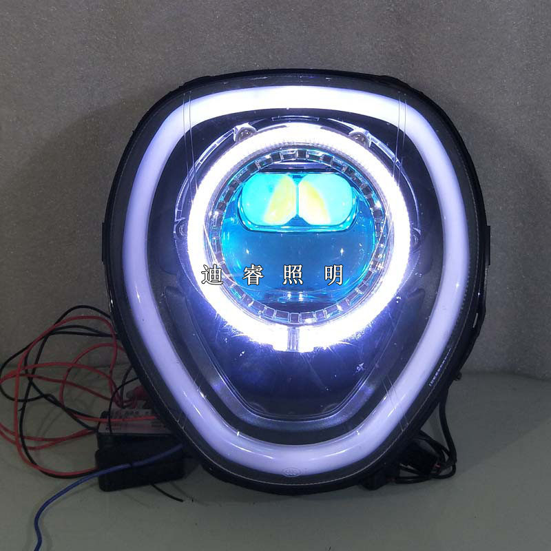 适用于豪爵TR300大灯改装LED激光透镜天使眼恶魔眼