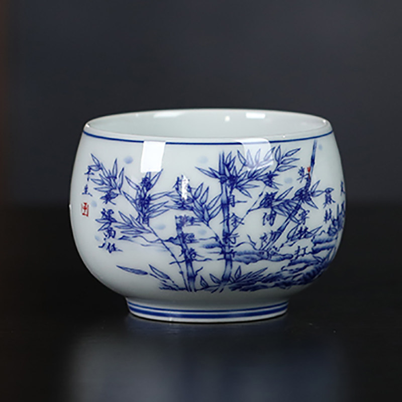 景德镇青花瓷图案陶瓷茶杯大容量主人杯品茗杯个人专用高档茶具