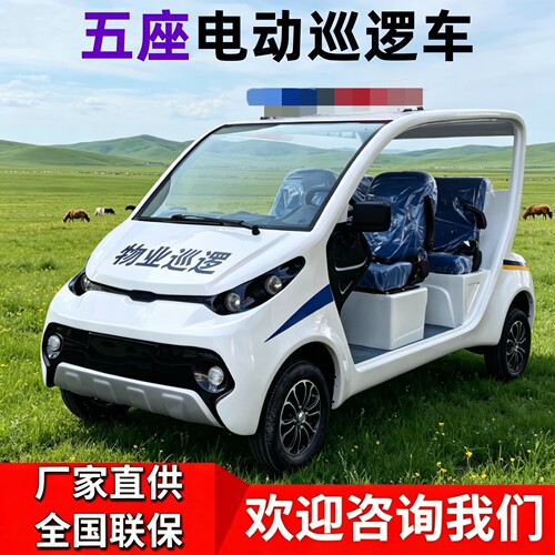 4-5座巡逻电动车四轮校园景区物业厂区安保治安社区电车