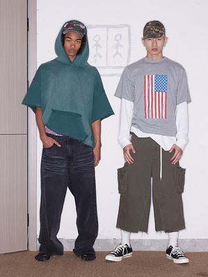 FSG两色洗褪工装口袋七分短裤