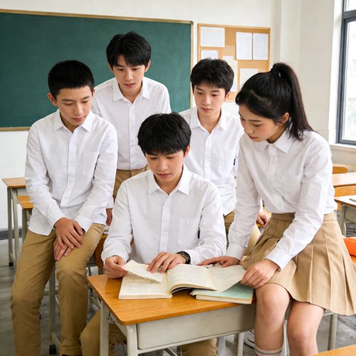 中小学生纯棉白衬衫学院风校服