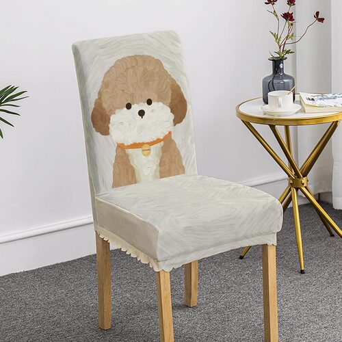 卡通简约清新狗狗椅子套通用