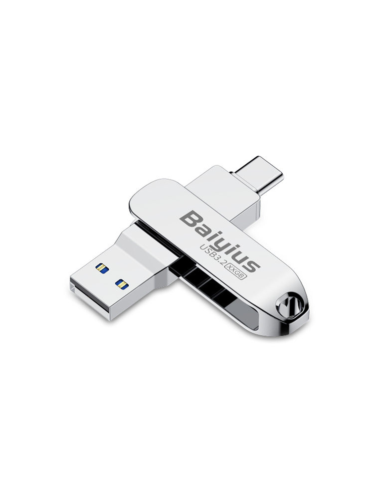 BAIYI 휴대폰 및 컴퓨터 이중 목적 USB 플래시 드라이브 TYPE-C3.2 고속 OTG3.0 맞춤형 로고 조각 휴대폰 USB 플래시 드라이브