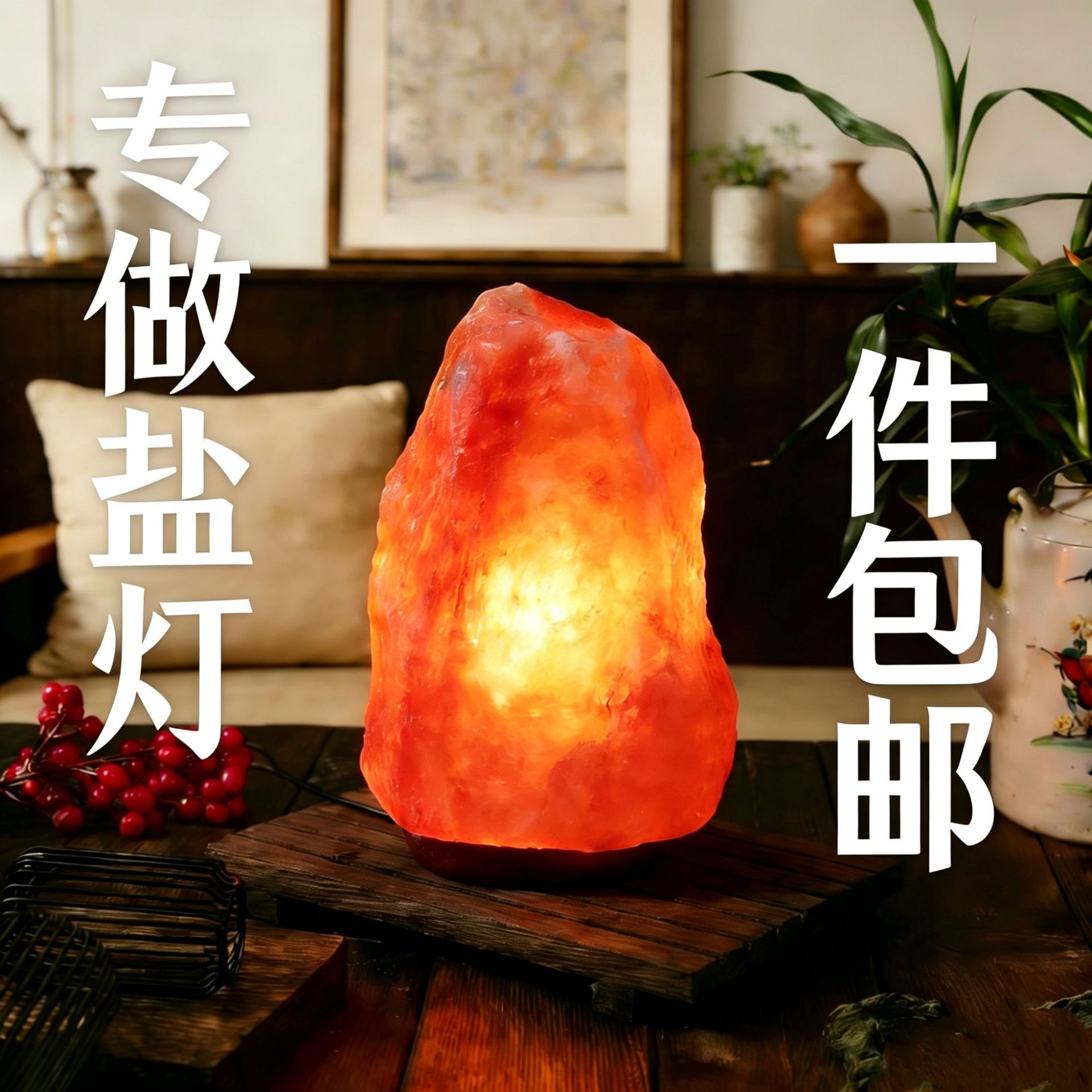 代发包邮喜马拉雅矿物盐灯招财摆件跨境专供盐灯Salt Lamps氛围灯