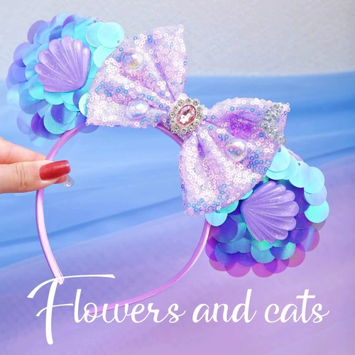 Русалка лук -голова обручаемой волосы, куча Микки День рождения торт Айса Лин на Бел Парк Минни