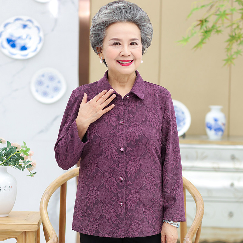 เสื้อผ้าฤดูร้อนสำหรับสตรีวัยกลางคนและสูงวัย เสื้อเชิ้ตแขนยาวฤดูใบไม้ผลิและฤดูใบไม้ร่วงสำหรับคุณยายวัย 60 ปี แจ็กเก็ตสำหรับคุณแม่ ภรรยาวัย 70 ปี 80 ปี เสื้อผ้าสำหรับผู้สูงวัย