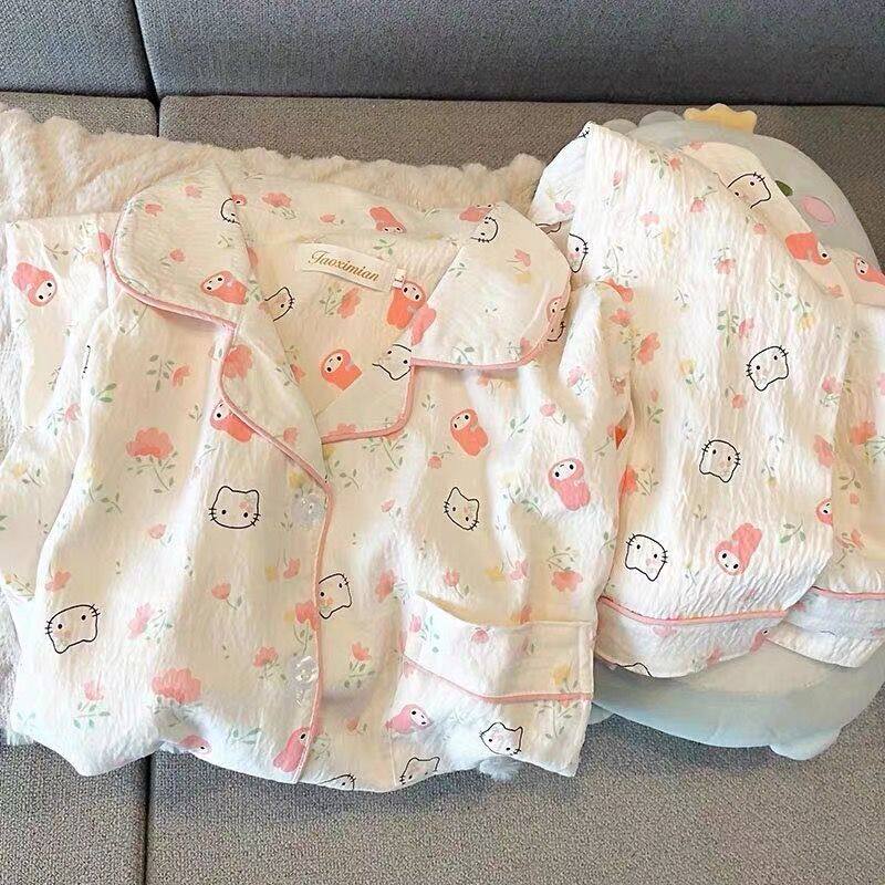 夏季新款睡衣女短袖短裤卡通甜美印花可外穿家居服女生居家服套装