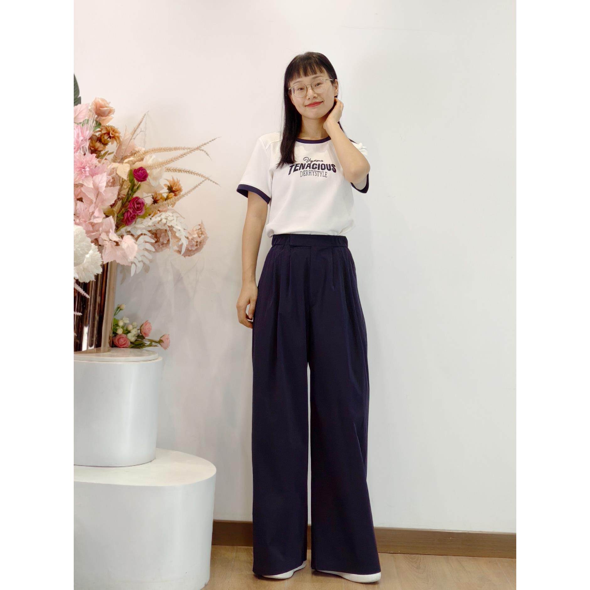 可路莎专柜252621夏季宽松休闲百搭百幕拖地大脚裤女阔腿长裤