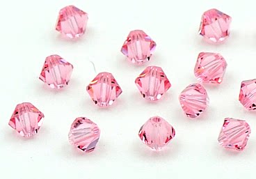 正品奥地利施华洛水晶珠子5328菱形珠223粉红色手链 3MM4MM5M6M8M